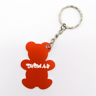 Porte clé enfant motif nounours personnalisé au prénom