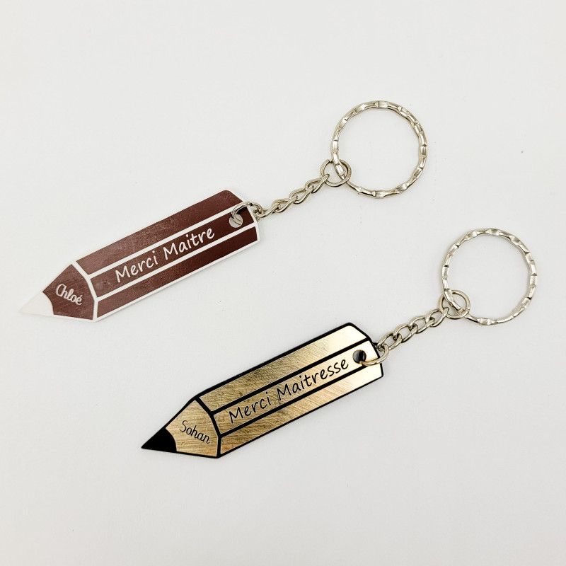 Porte clé crayon personnalisé Merci maitre/maitresse