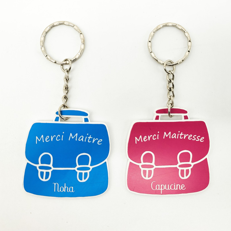 Porte clé cartable personnalisé Merci maitre/maitresse