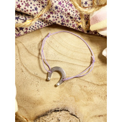 Bracelet cordon fer à cheval gravé et personnalisé au prénom