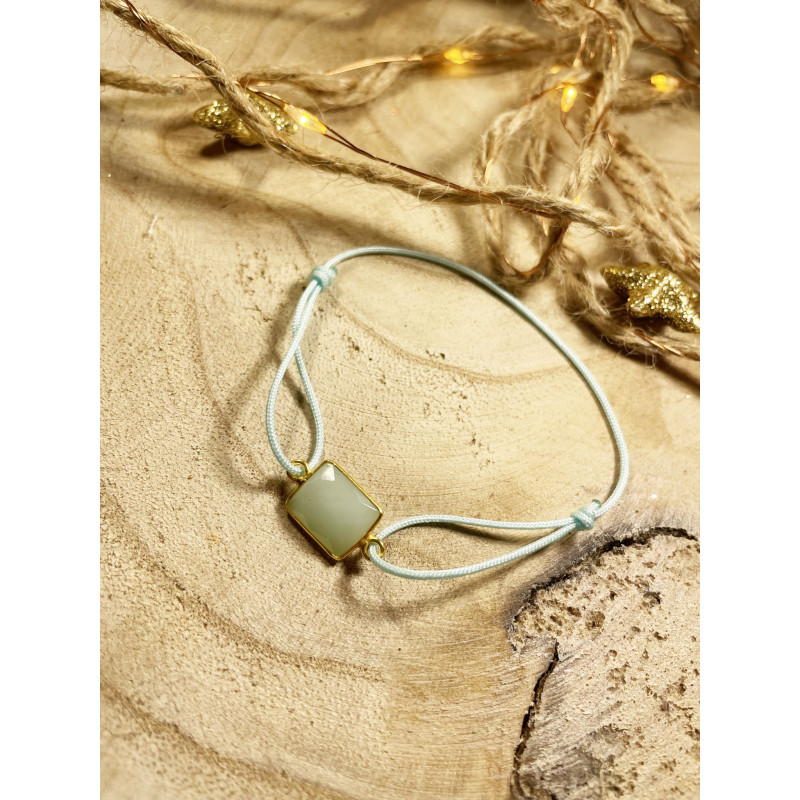 Bracelet cordon pierre facettée vert d'eau