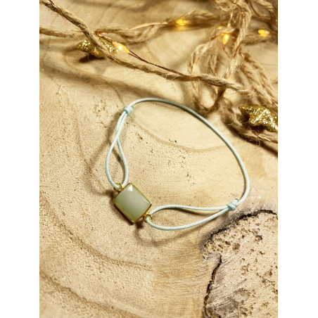 Bracelet cordon pierre facettée vert d'eau