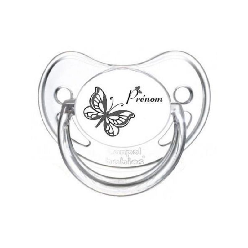 Tétine personnalisée prénom motif papillon 2 