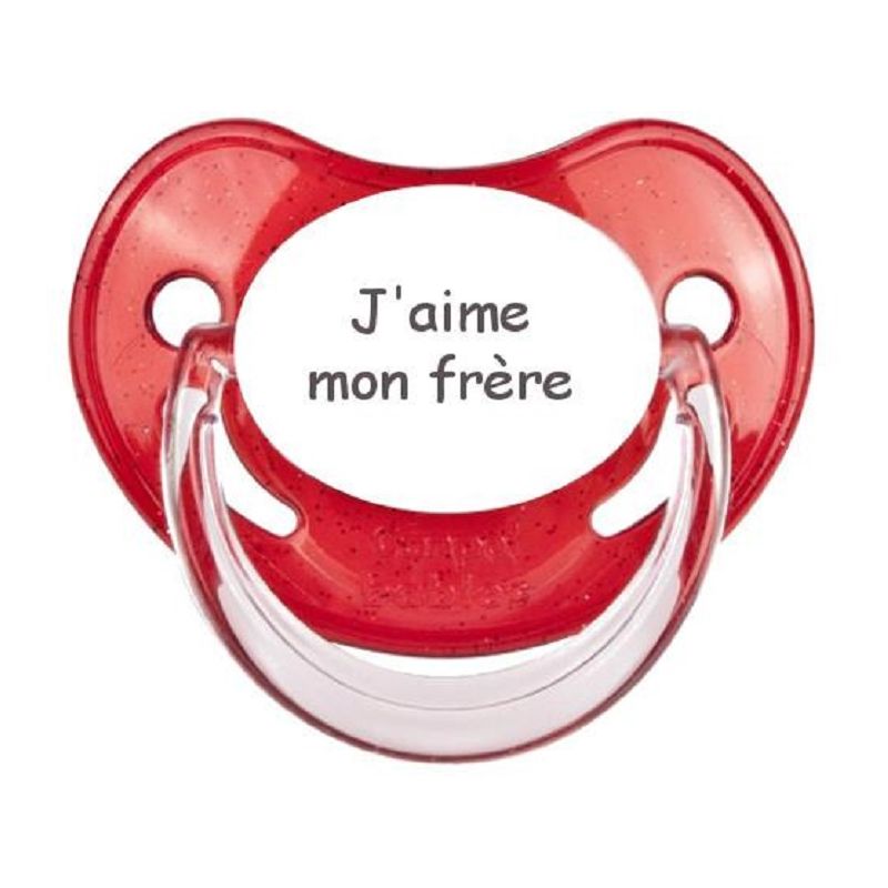 Tétine personnalisée prénom motif j'aime mon frere