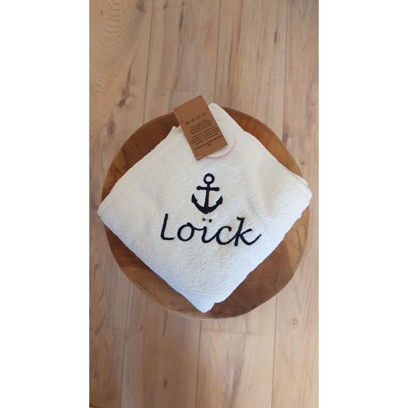 Loïck cape de bain blanche déjà personnalisée