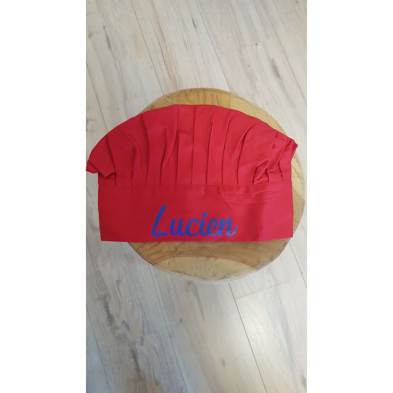Lucien toque enfant rouge déjà personnalisée