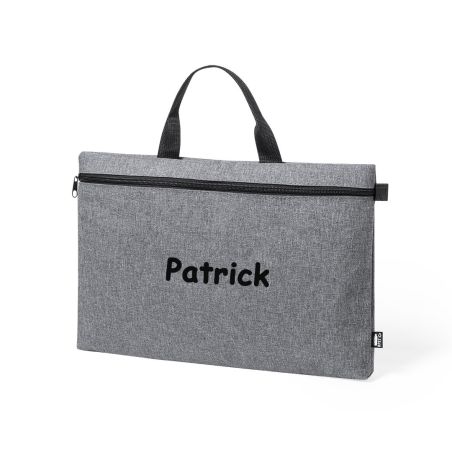 Porte documents gris personnalisé au prénom