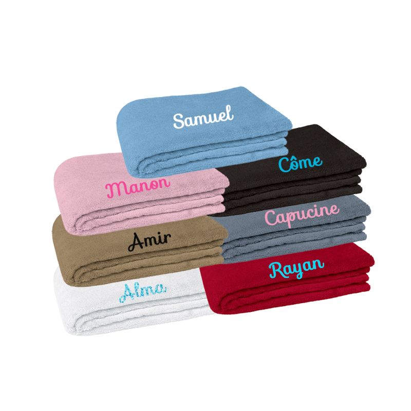 Couverture Bébé Personnalisée Avec Nom Et Date Brodés - Doudou Doux 24.5x24.5 Cm Avec Étiquettes Colorées - Cadeau Naissance - 9