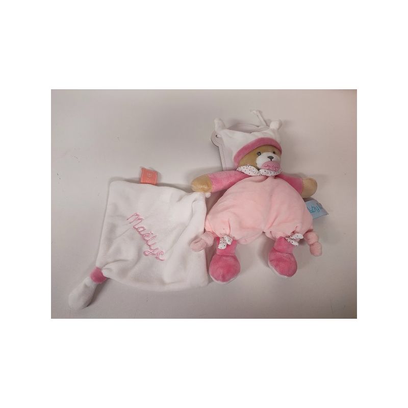 Maëlys doudou ours rose déjà personnalisé