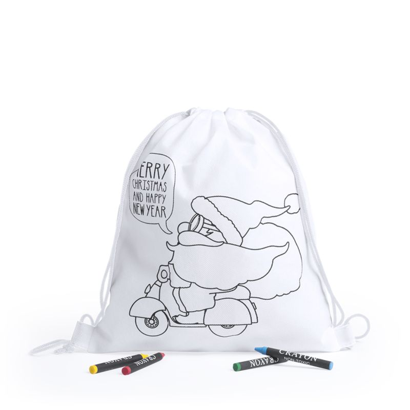 Sac à dos enfant Père Noël à colorier (avec 4 crayons inclus)