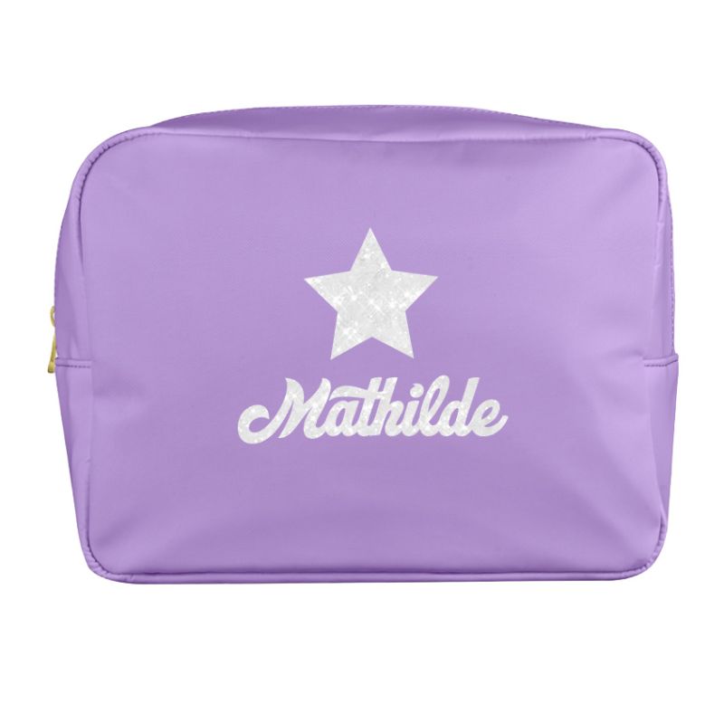 Trousse de toilette lavande personnalisée – prénom et motif