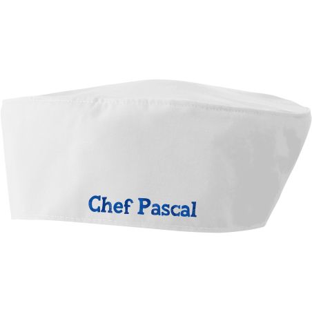 Calot de cuisinier blanc élastiqué – personnalisé en broderie