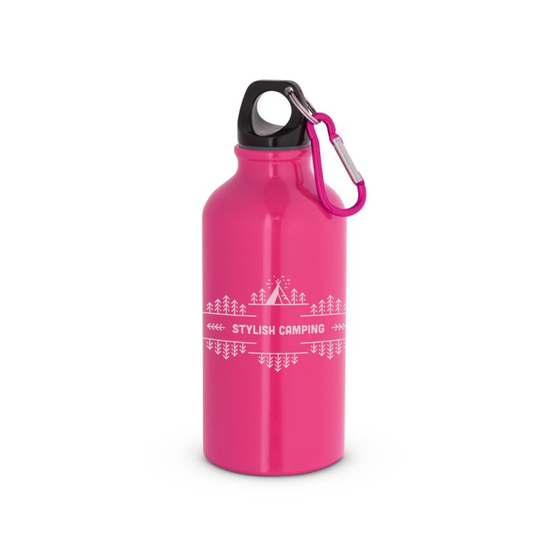 Gourdes aluminium personnalisées 400 ml avec mousqueton