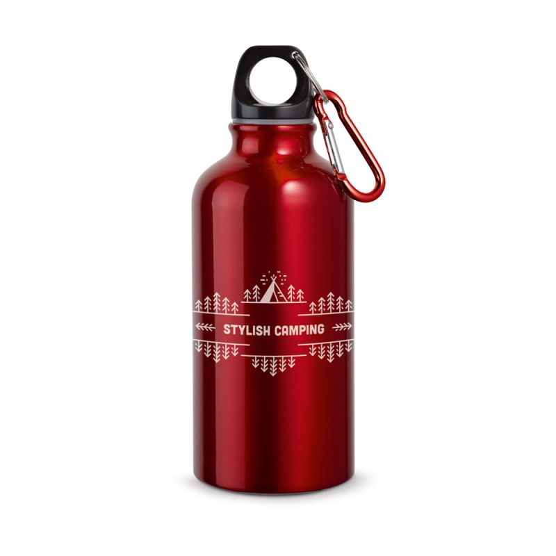 Gourdes aluminium personnalisées 400 ml avec mousqueton