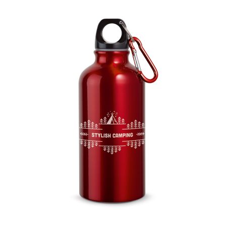 Gourdes aluminium personnalisées 400 ml avec mousqueton