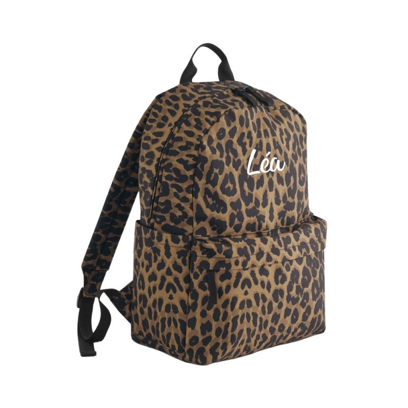Sac à dos léopard personnalisé au prénom