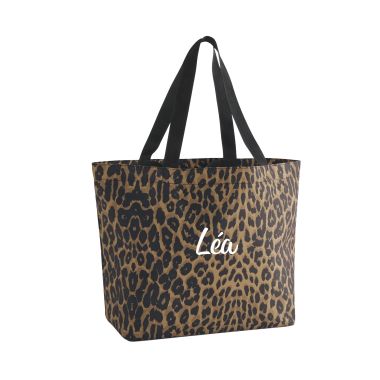 Sac cabas léopard personnalisé au prénom